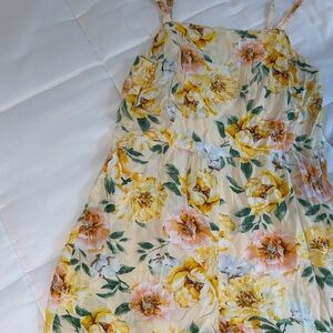 Floral Romper with Yellow and Pink Flowers and Pockets